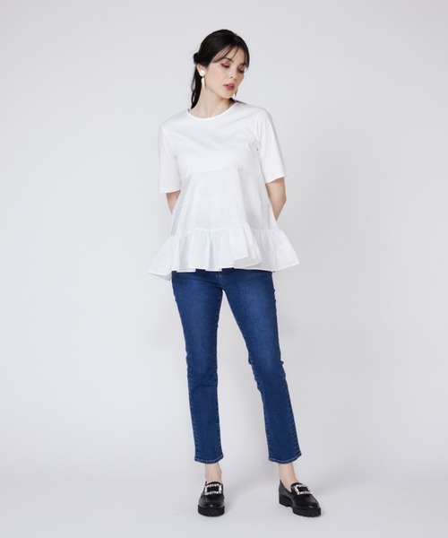 Maglie le cassetto（マーリエ ル カセット）の「ティアードドッキングカットソー（Tシャツ/カットソー・レディース・ブラック/オフホワイト/グレー・9号/7号）」の7枚目の写真