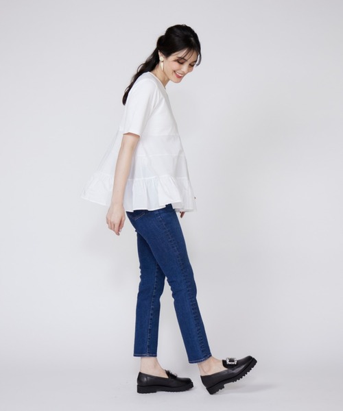 Maglie le cassetto（マーリエ ル カセット）の「ティアードドッキングカットソー（Tシャツ/カットソー・レディース・ブラック/オフホワイト/グレー・9号/7号）」の6枚目の写真