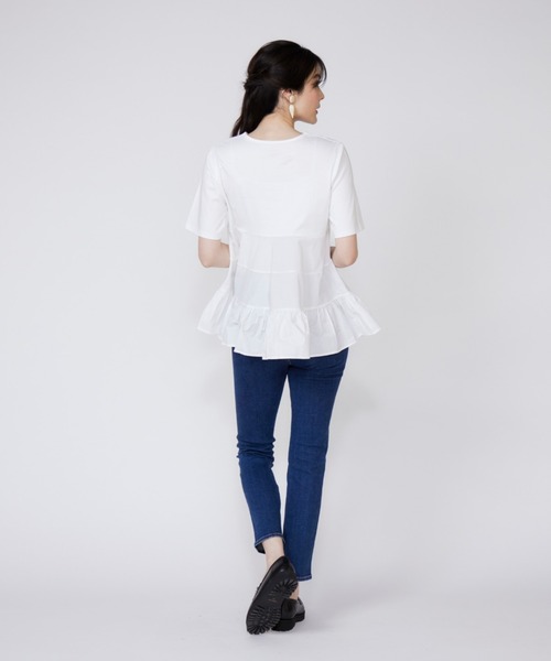 Maglie le cassetto（マーリエ ル カセット）の「ティアードドッキングカットソー（Tシャツ/カットソー・レディース・ブラック/オフホワイト/グレー・9号/7号）」の5枚目の写真