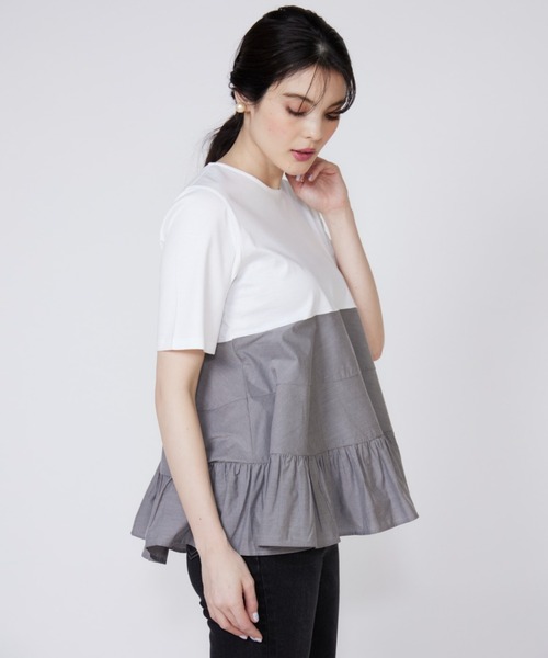 Maglie le cassetto（マーリエ ル カセット）の「ティアードドッキングカットソー（Tシャツ/カットソー・レディース・ブラック/オフホワイト/グレー・9号/7号）」の22枚目の写真