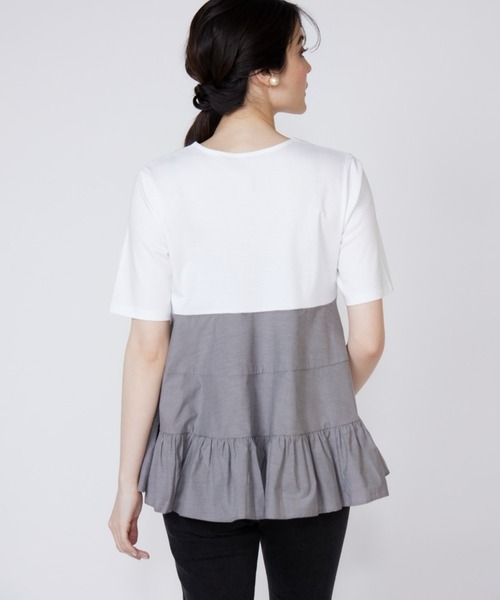 Maglie le cassetto（マーリエ ル カセット）の「ティアードドッキングカットソー（Tシャツ/カットソー・レディース・ブラック/オフホワイト/グレー・9号/7号）」の21枚目の写真