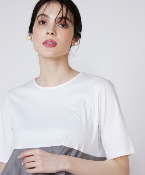 Maglie le cassetto（マーリエ ル カセット）の「ティアードドッキングカットソー（Tシャツ/カットソー・レディース・ブラック/オフホワイト/グレー・9号/7号）」の20枚目の写真