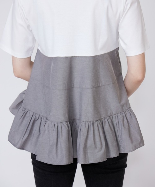 Maglie le cassetto（マーリエ ル カセット）の「ティアードドッキングカットソー（Tシャツ/カットソー・レディース・ブラック/オフホワイト/グレー・9号/7号）」の17枚目の写真