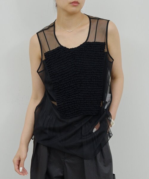 セール】【HERITANOVUM】ラッフルボザムスリーブレスブラウス