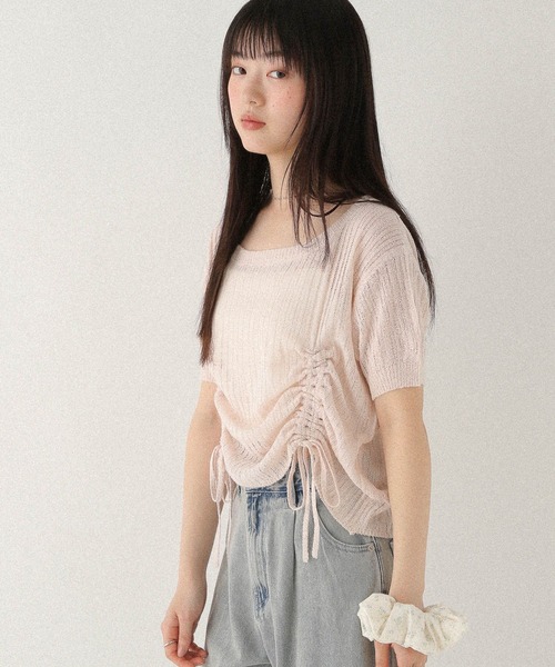 ニット 半袖 TITTY＆CO. ニット セーター バイカラー襟ニット半袖 レディース