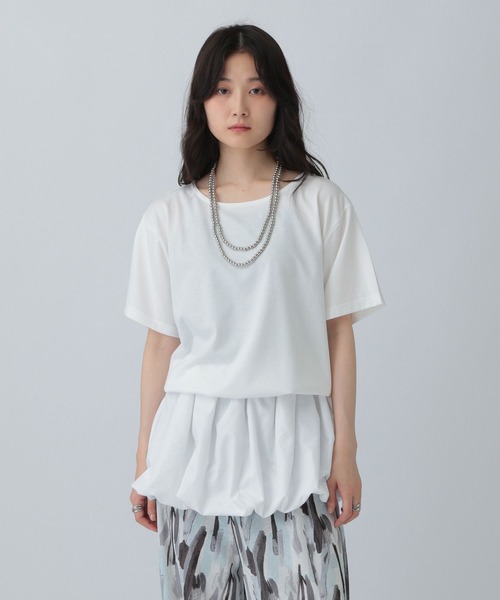LEPSIM（レプシィム）の「裾バルーンドロストプルオーバー　574405（Tシャツ/カットソー・レディース・グレイッシュベージュ/グリーン/オフホワイト/チャコールグレー・FREE）」の2枚目の写真