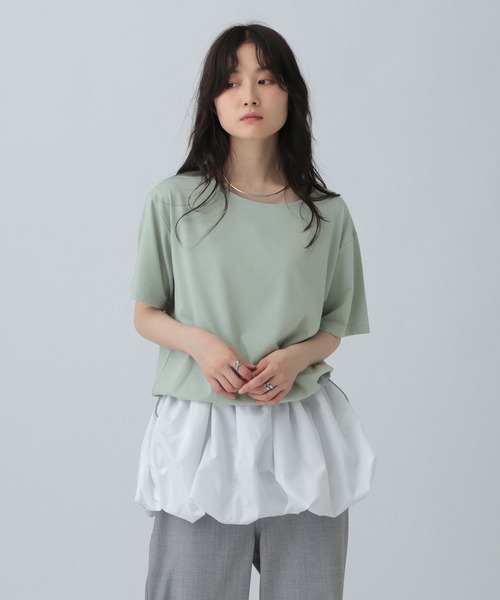 LEPSIM（レプシィム）の「裾バルーンドロストプルオーバー　574405（Tシャツ/カットソー・レディース・グレイッシュベージュ/グリーン/オフホワイト/チャコールグレー・FREE）」の4枚目の写真