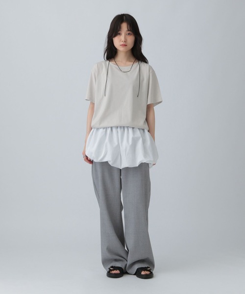 LEPSIM（レプシィム）の「裾バルーンドロストプルオーバー　574405（Tシャツ/カットソー・レディース・グレイッシュベージュ/グリーン/オフホワイト/チャコールグレー・FREE）」の9枚目の写真