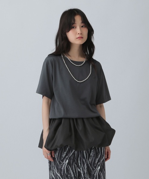 LEPSIM（レプシィム）の「裾バルーンドロストプルオーバー　574405（Tシャツ/カットソー・レディース・グレイッシュベージュ/グリーン/オフホワイト/チャコールグレー・FREE）」の12枚目の写真