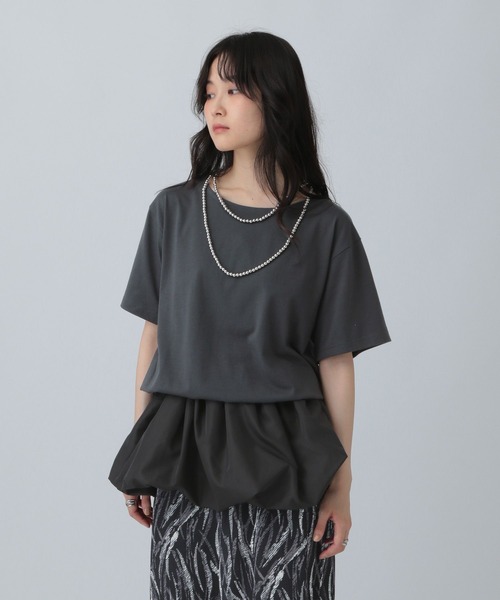 LEPSIM（レプシィム）の「裾バルーンドロストプルオーバー　574405（Tシャツ/カットソー・レディース・グレイッシュベージュ/グリーン/オフホワイト/チャコールグレー・FREE）」の13枚目の写真