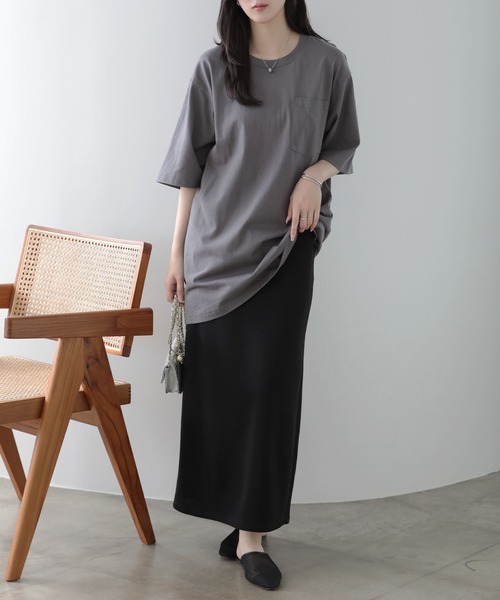 SUNFLOWER EIGHT(サンフラワーエイト)の「ルーズフィットポケットTシャツ(Tシャツ/カットソー・レディース・チャコール/グレー/ブラック/ホワイト・S/L/M)」の8枚目の写真