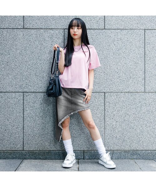 algy（アルジー）の「アシメデニムスカート（デニムスカート・キッズ・サックスブルー/グレー・MEDIUM/X-SMALL/XX-SMALL/SMALL）」の3枚目の写真