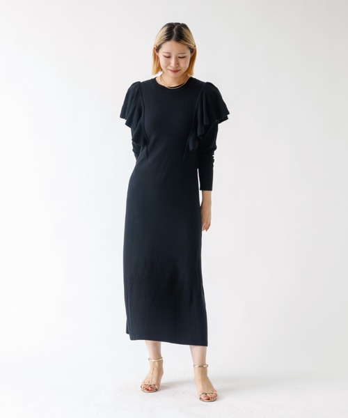 DESIGNWORKS(デザインワークス)の「ラッフルニットワンピース(ワンピース・レディース・ホワイト/ブラック・38)」の14枚目の写真