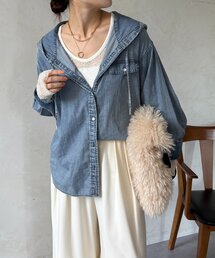 DouDou | シアーデニムフーディーシャツ(シャツ/ブラウス)