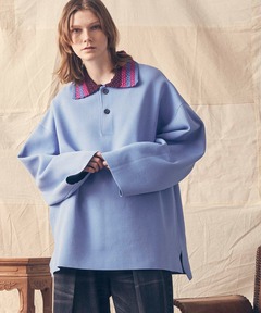 MAISON SPECIAL クロシェカラーニットポロシャツ サイズ0 ブラック MAISON SPECIAL（メゾンスペシャル）の「《ユニセックスアイテム