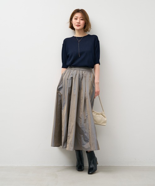 MICA&DEAL（マイカ＆ディール）の「ハーフスリーブニット〈アンサンブル対応〉（ニット/セーター・レディース・ネイビー/オフホワイト・FREE）」の9枚目の写真