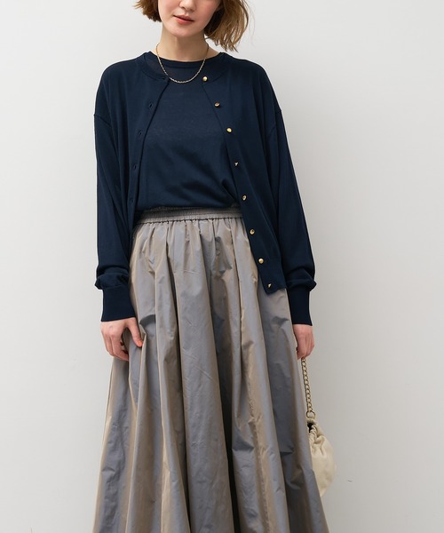 MICA&DEAL（マイカ＆ディール）の「ハーフスリーブニット〈アンサンブル対応〉（ニット/セーター・レディース・ネイビー/オフホワイト・FREE）」の14枚目の写真