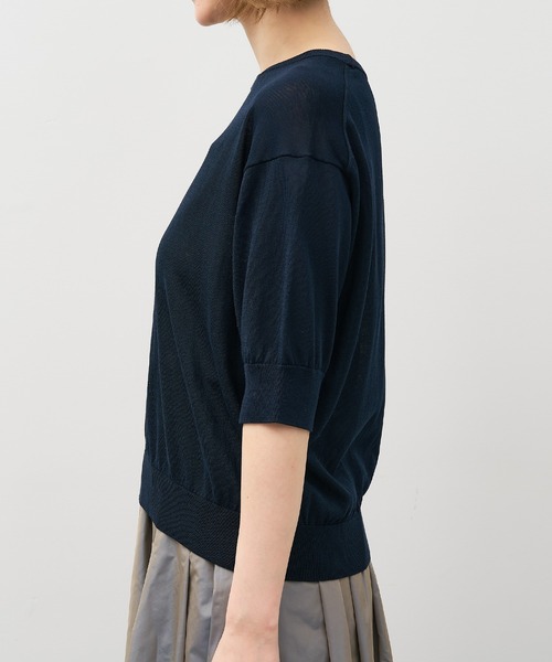 MICA&DEAL（マイカ＆ディール）の「ハーフスリーブニット〈アンサンブル対応〉（ニット/セーター・レディース・ネイビー/オフホワイト・FREE）」の17枚目の写真