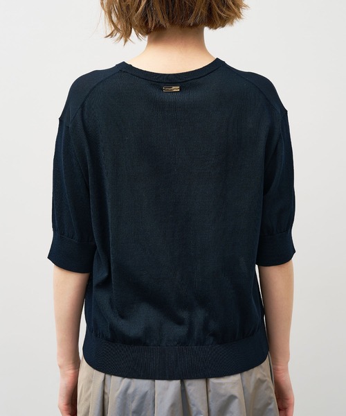 MICA&DEAL（マイカ＆ディール）の「ハーフスリーブニット〈アンサンブル対応〉（ニット/セーター・レディース・ネイビー/オフホワイト・FREE）」の18枚目の写真