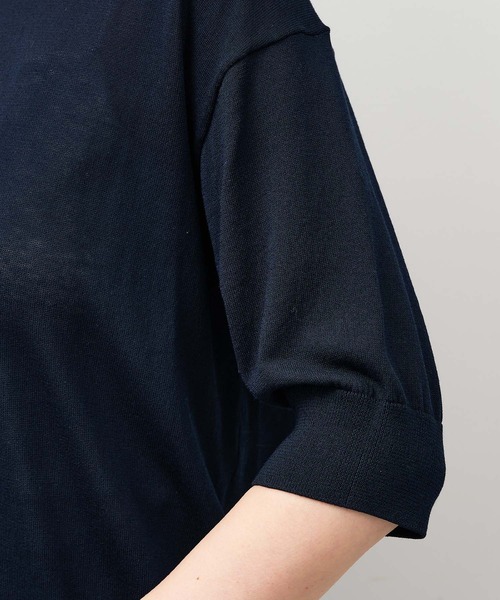 MICA&DEAL（マイカ＆ディール）の「ハーフスリーブニット〈アンサンブル対応〉（ニット/セーター・レディース・ネイビー/オフホワイト・FREE）」の21枚目の写真