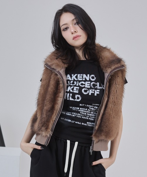 ENVYM(アンビー)の「ショート丈ダブルジップファーベスト(ベスト・レディース・グレー/ベージュ・FREE)」の13枚目の写真