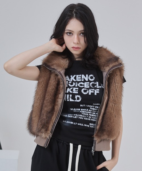 ENVYM(アンビー)の「ショート丈ダブルジップファーベスト(ベスト・レディース・グレー/ベージュ・FREE)」の14枚目の写真