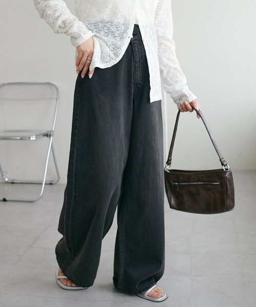 DISCOAT（ディスコート）の「ライトオンスデニムワイドパンツ（デニムパンツ・レディース・ブラック/ブルー・SMALL/MEDIUM/LARGE）」の8枚目の写真