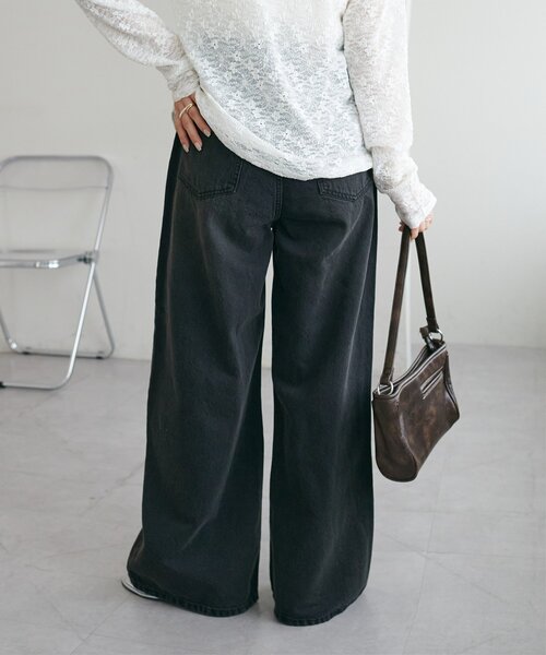 DISCOAT（ディスコート）の「ライトオンスデニムワイドパンツ（デニムパンツ・レディース・ブラック/ブルー・SMALL/MEDIUM/LARGE）」の9枚目の写真
