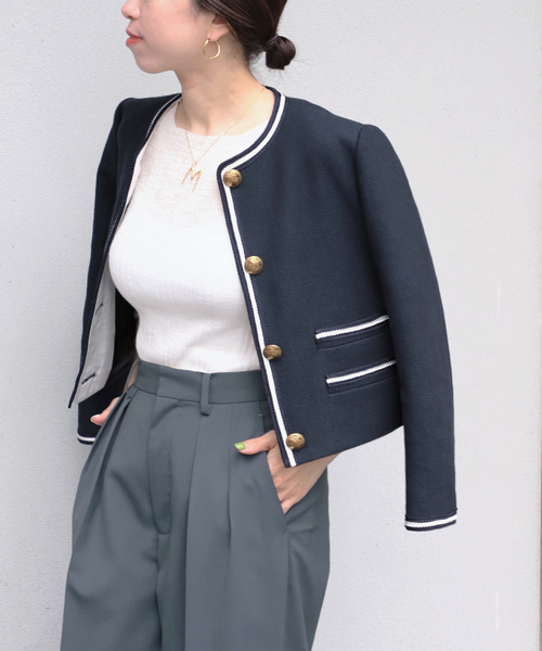 VERMEIL ジャガードブルゾン◇ ブルー 未使用品 VERMEIL ジャガード