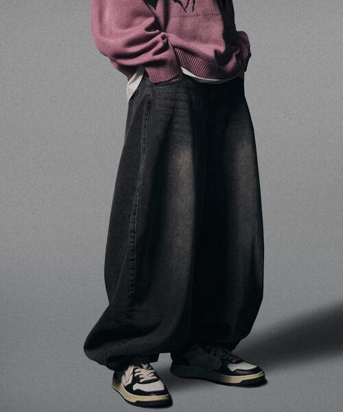 NOT4NERD(ノットフォーナード)の「NOT4NERD/ノットフォーナード/Extra Wide Balloon Pants(デニムパンツ・メンズ・ブルー/ブラック/ベージュ/カーキ・XL/L/M)」の9枚目の写真