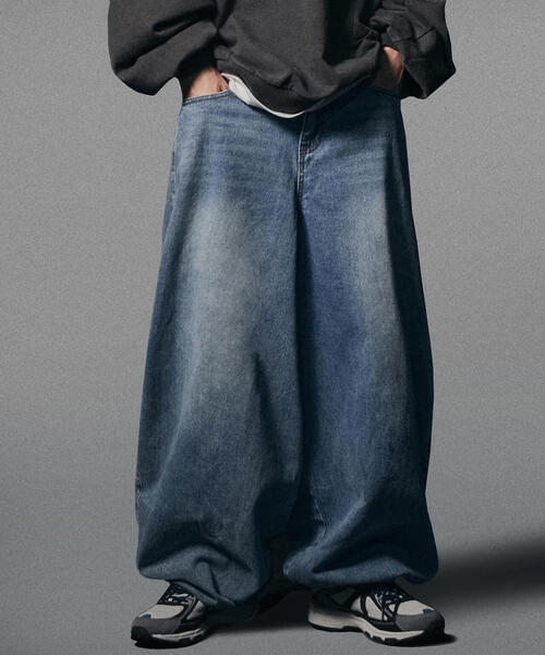 NOT4NERD(ノットフォーナード)の「NOT4NERD/ノットフォーナード/Extra Wide Balloon Pants(デニムパンツ・メンズ・ブルー/ブラック/ベージュ/カーキ・XL/L/M)」の15枚目の写真
