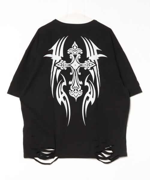 SILVER BULLET(シルバーバレット)の「『PSYCHO NATION/サイコネーション』トライバルスタッズクロスTEE(Tシャツ/カットソー・メンズ・ブラック/グレー・L/M)」の10枚目の写真