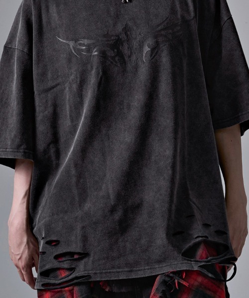 SILVER BULLET(シルバーバレット)の「『PSYCHO NATION/サイコネーション』トライバルスタッズクロスTEE(Tシャツ/カットソー・メンズ・ブラック/グレー・L/M)」の11枚目の写真
