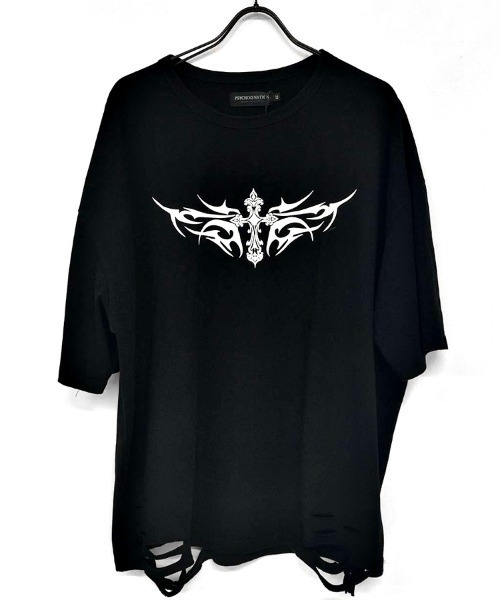 SILVER BULLET(シルバーバレット)の「『PSYCHO NATION/サイコネーション』トライバルスタッズクロスTEE(Tシャツ/カットソー・メンズ・ブラック/グレー・L/M)」の16枚目の写真