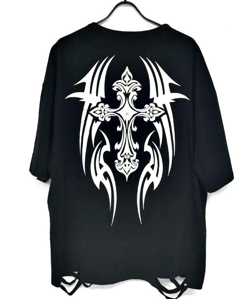 SILVER BULLET(シルバーバレット)の「『PSYCHO NATION/サイコネーション』トライバルスタッズクロスTEE(Tシャツ/カットソー・メンズ・ブラック/グレー・L/M)」の7枚目の写真