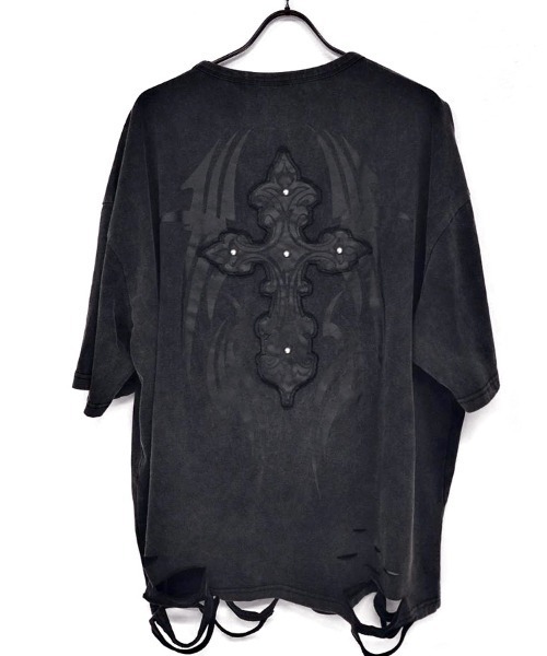 SILVER BULLET(シルバーバレット)の「『PSYCHO NATION/サイコネーション』トライバルスタッズクロスTEE(Tシャツ/カットソー・メンズ・ブラック/グレー・L/M)」の9枚目の写真