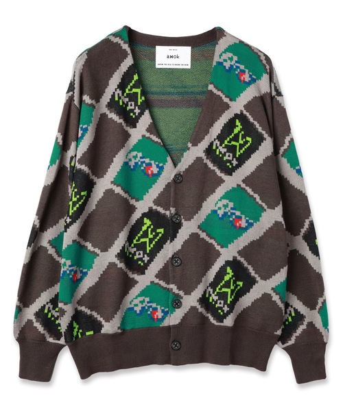 amok(アモク)の「CAN ARGYLE KNIT CARDIGAN(カーディガン/ボレロ・メンズ・グレー/ミント・M/S)」の2枚目の写真