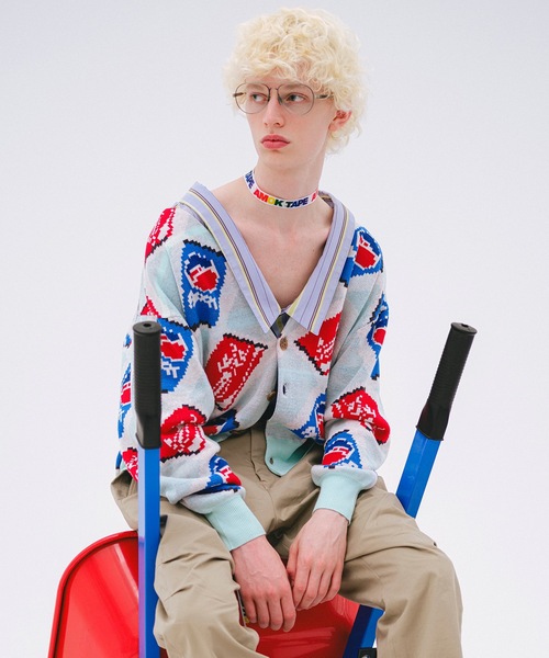amok(アモク)の「CAN ARGYLE KNIT CARDIGAN(カーディガン/ボレロ・メンズ・グレー/ミント・M/S)」の1枚目の写真