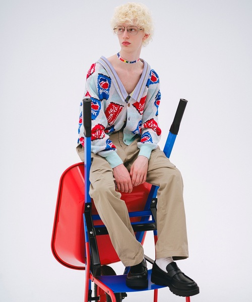 amok(アモク)の「CAN ARGYLE KNIT CARDIGAN(カーディガン/ボレロ・メンズ・グレー/ミント・M/S)」の4枚目の写真
