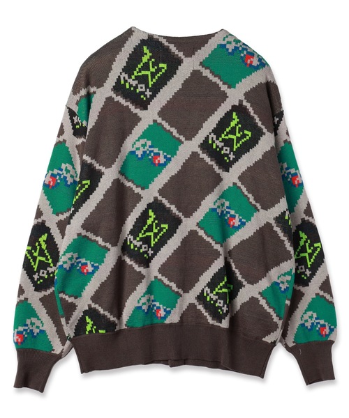 amok(アモク)の「CAN ARGYLE KNIT CARDIGAN(カーディガン/ボレロ・メンズ・グレー/ミント・M/S)」の6枚目の写真