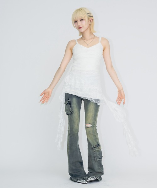 17HR（セブンティーンアワーズ）の「ローウエストフレアデニム（デニムパンツ・レディース・ブルー・FREE）」の3枚目の写真