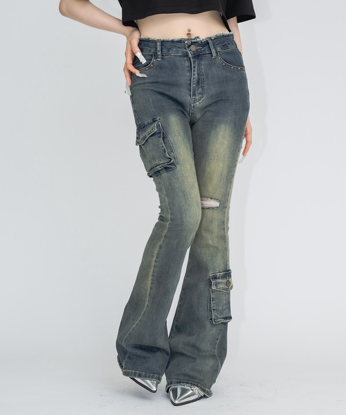 17HR（セブンティーンアワーズ）の「ローウエストフレアデニム（デニムパンツ・レディース・ブルー・FREE）」の6枚目の写真