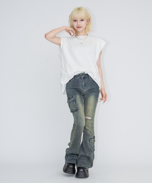 17HR（セブンティーンアワーズ）の「ローウエストフレアデニム（デニムパンツ・レディース・ブルー・FREE）」の9枚目の写真