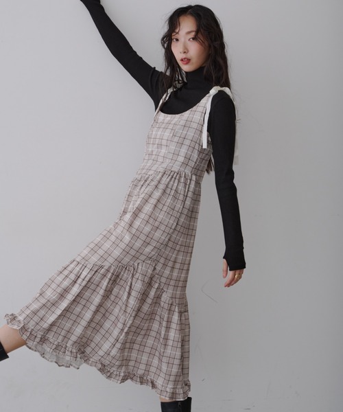 Cottagecore Ribbon Check Dress / コテージコア リボン チェック