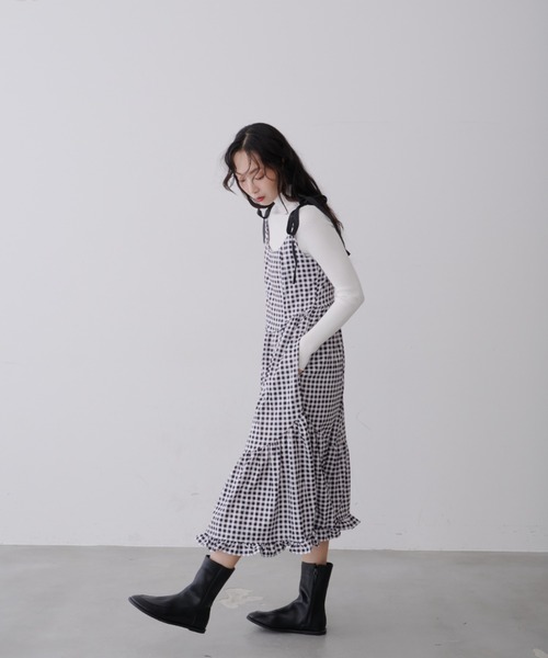 Cottagecore Ribbon Check Dress / コテージコア リボン
