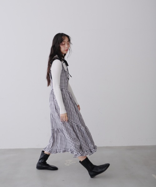 Cottagecore Ribbon Check Dress / コテージコア リボン チェック