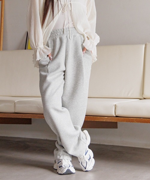 minimal　5 ウェッソン　ルーズ　生成り　アイボリー タックダンボールスウェットパンツ/AND YUA ANY/579665（スウェット