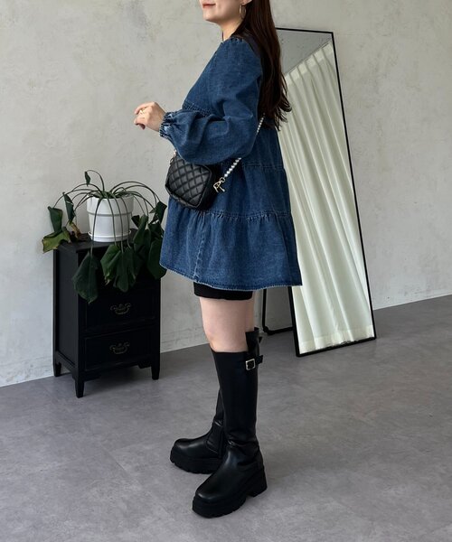 Vネックデニムティアードブラウス（シャツ/ブラウス）｜prose verse