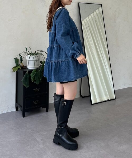 prose verse（プロズヴェール）の「Vネックデニムティアードブラウス（シャツ/ブラウス・レディース・ブルー/ブラック・LARGE/MEDIUM）」の15枚目の写真