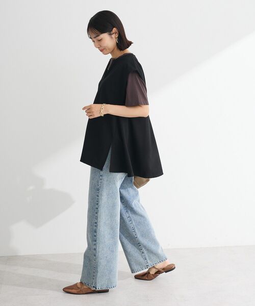 Green　Parks（グリーンパークス）の「リップルフレアベスト（ベスト・レディース・チャコールグレー/ブラック・FREE）」の4枚目の写真